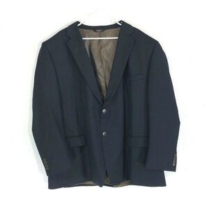 Joseph Feiss Gold Blazer 54 Reg 100% Wool Navy Blue Suit Jacket 2 Button NICE